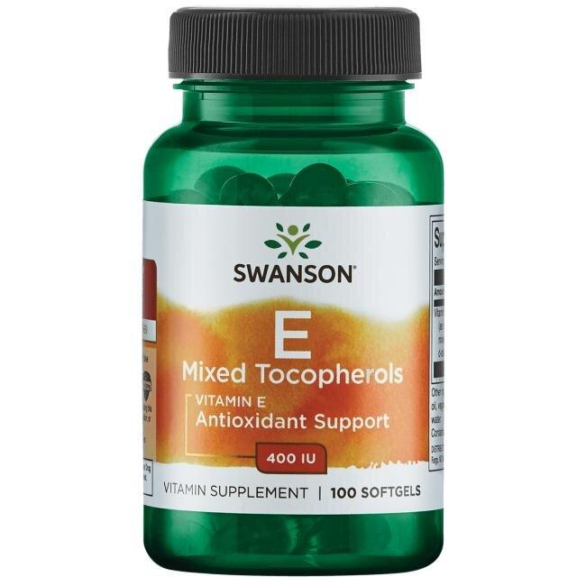 Вітамін E, Vitamin E Mixed Tocopherols, Swanson, 400 МО, 100 капсул