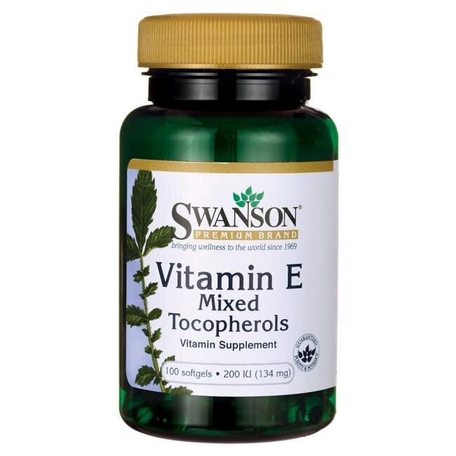 Вітамін Е змішані токофероли, Vitamin E Mixed Tocopherols, Swanson, 200 МО, 100 капсул