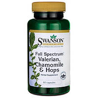 Комплекс валеріани, Full Spectrum Valerian, Chamomile,Hops, Swanson, 60 капсул