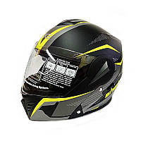 Мотошолом із підіймальною щелепою й окулярами QKE 285-8 чорний матовий, розмір М