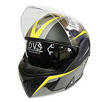 Мотошолом із підіймальною щелепою й окулярами QKE 285-8 чорний матовий, розмір L