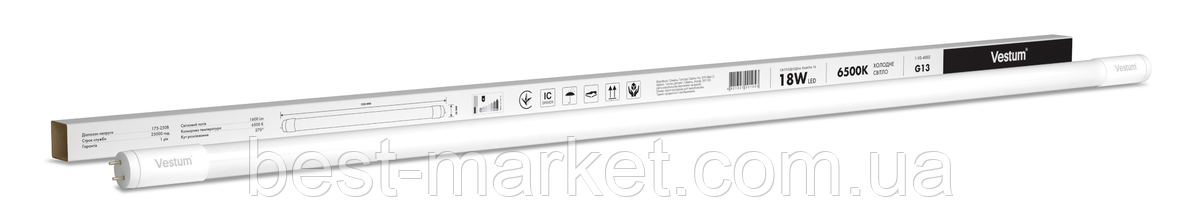 Світлодіодна лампа Vestum T8 1200мм 18W 1600Лм 4200K 175-250V G13 1-VS-4004, фото 1