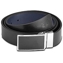 Ремінь чоловічий шкіряний Semi Line Black/Blue (P8234-0 S) двосторонній 3.3 см для талії 83-92 см