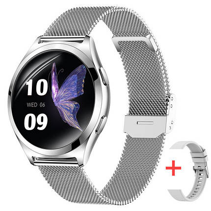 UWatch Розумний смарт годинник Smart Love Pro Silver Steel, 2 ремешка, фото 1