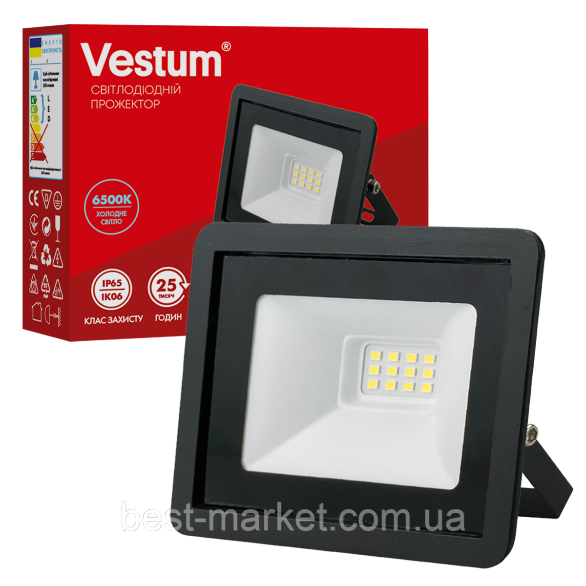 Світлодіодний прожектор Vestum 10W 6500K 180-260V IP65 1-VS-3013, фото 1