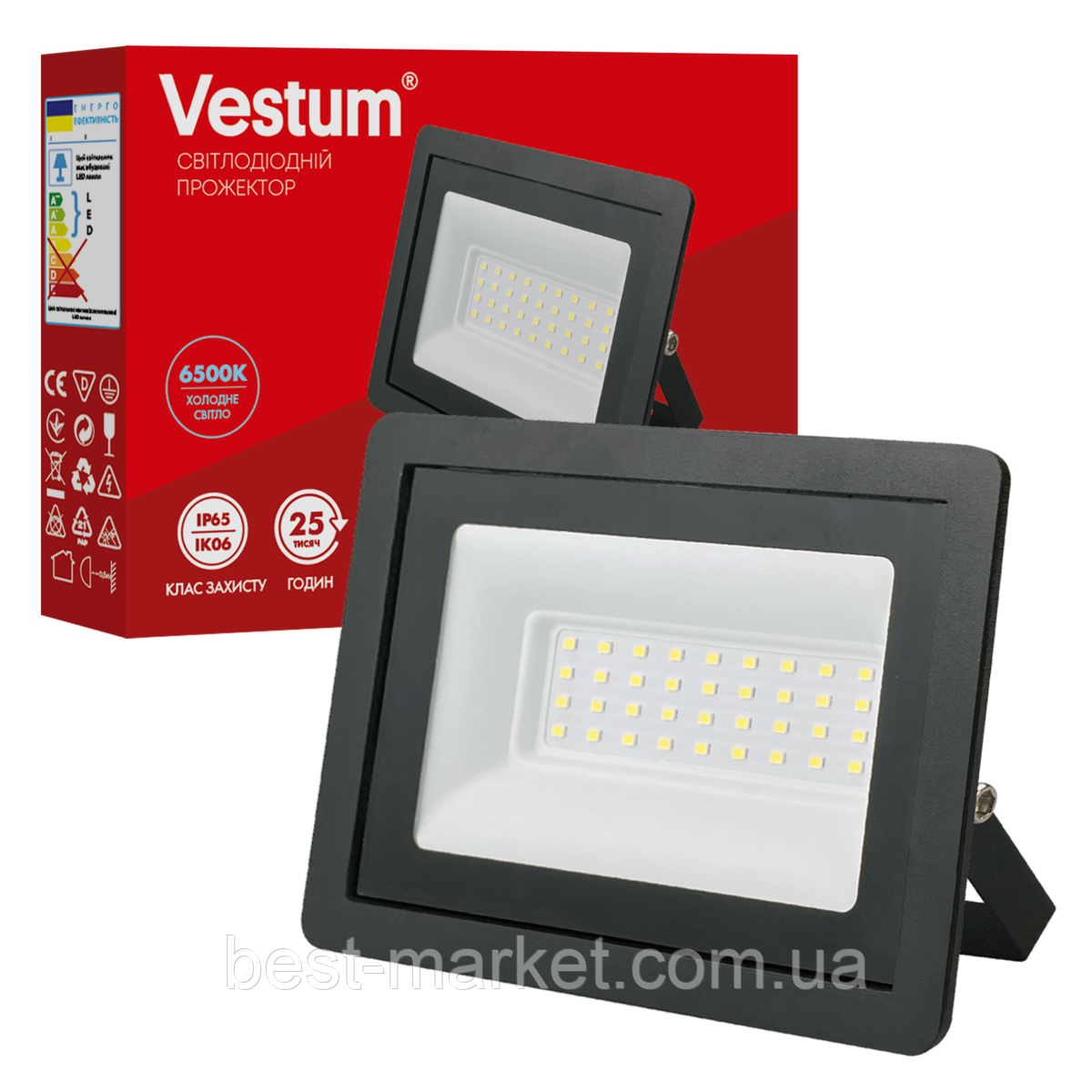 Світлодіодний прожектор LED Vestum 30W  6500K 180-260V IP65 1-VS-3015, фото 1