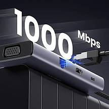 USB HUB Ugreen 9 in 1 USB3.1 1Type-C 3USB Type-C-HDMI-RJ45-VGA-3.5мм-SD-TF-USB PD 100W CM498 Gray, фото 4