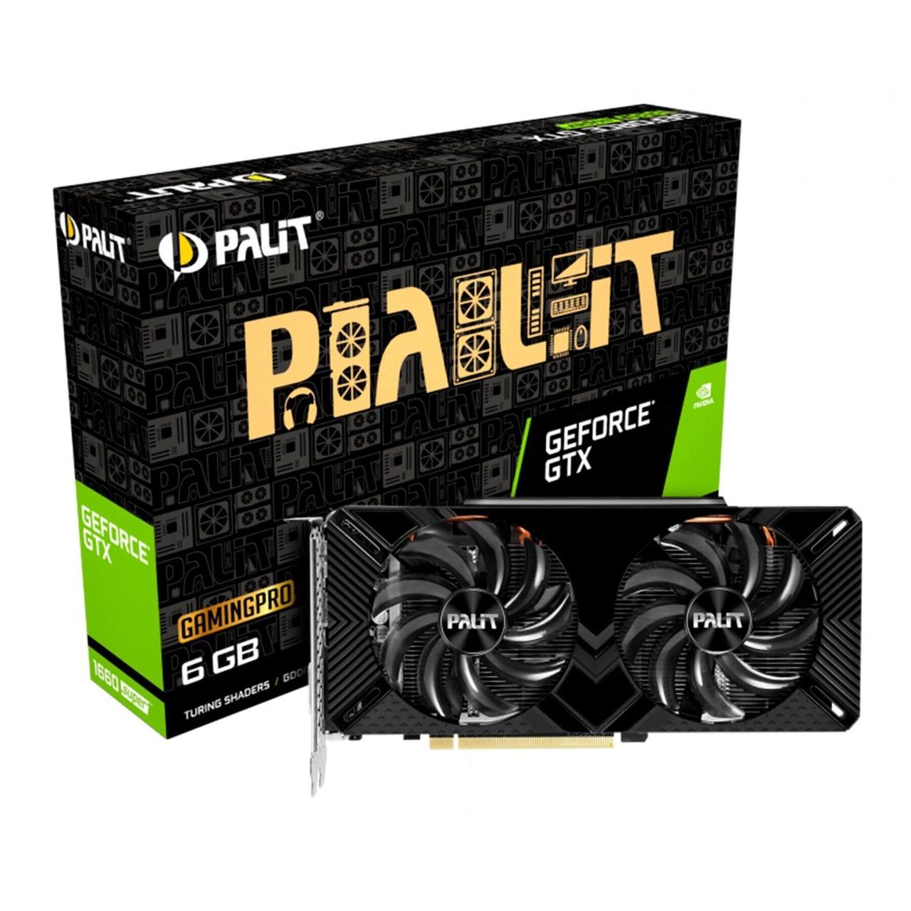 Дискретна відеокарта Palit GeForce GTX 1660 Super GamingPro OC, 6 GB GDDR6, 192-bit / DVI, HDMI, DisplayPort / Коробка /