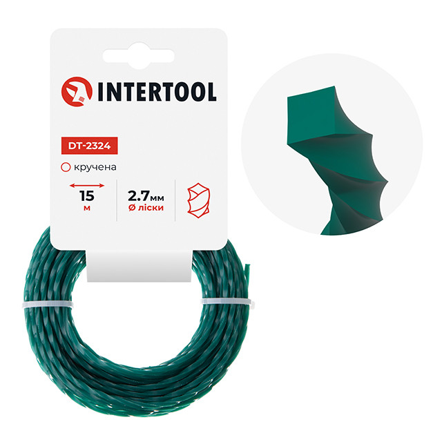 Лиска для тримера "квадрат" кручена, 2.7 мм x 15 м INTERTOOL DT-2324