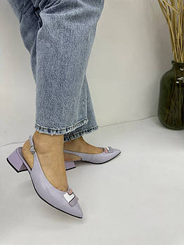 Босоніжки жіночі Visttaly F1029-70H-Y355DY3 бузкові шкіряні 37