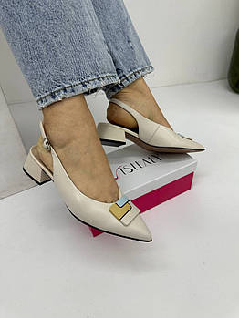 Босоніжки жіночі Visttaly F1029-70H-Y780DY бежеві шкіряні 37