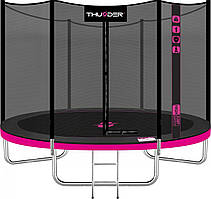 Батут THUNDER OUTSIDE PRO з зовнішньою сіткою 8 футів 244 см чорно-рожевий