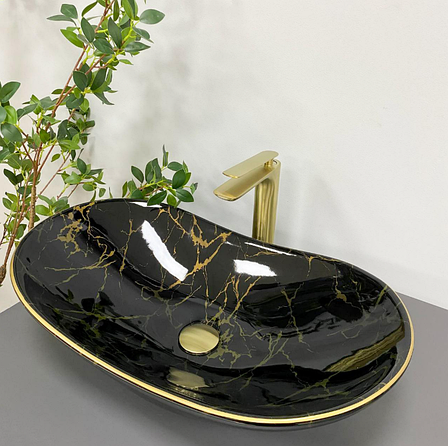 Умивальник (раковина) VBI TURIN MARBLE BLACK GLOSSY накладний, фото 1