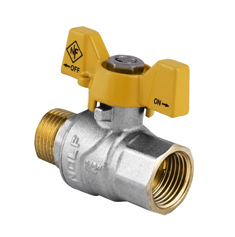 Кран кульовий Nolf NF.722 — 1/2" FM ГШМ YELLOW, ручка "метелик" жовта (NF2951)