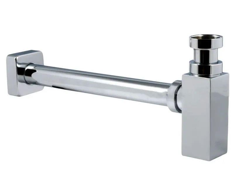 Сифон для раковини Haiba 02 без випуску (під донний клапан) без ревізії (Квіт хром) 1 1/4" (HB0580, фото 1