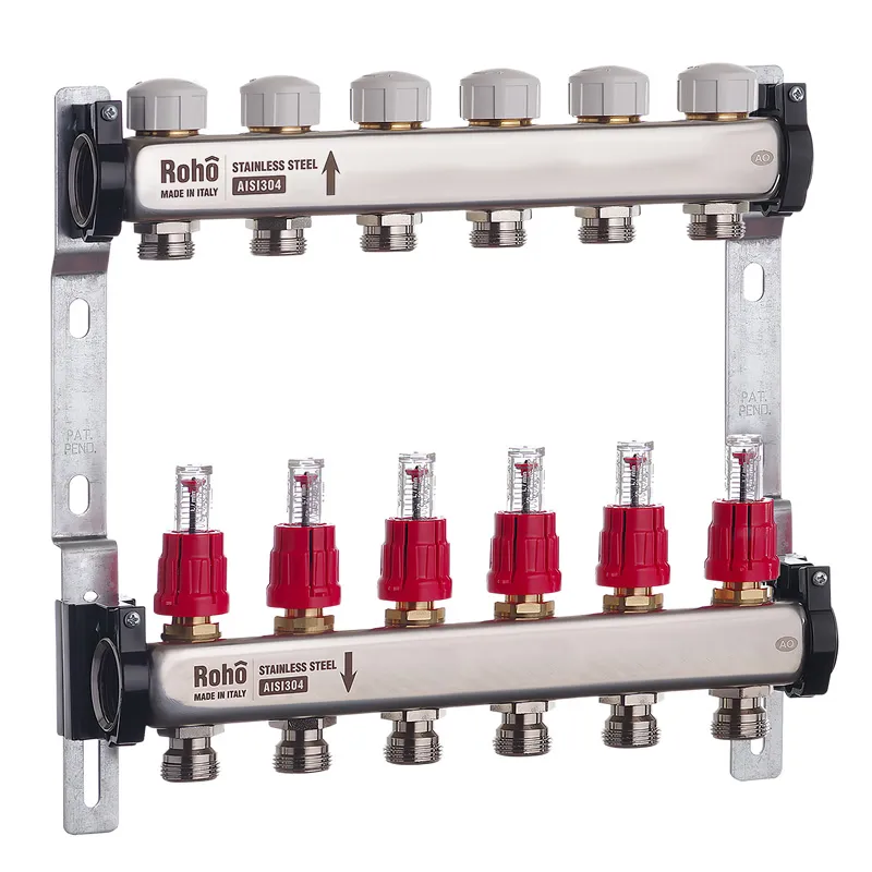 Колектор з витратоміром та термостатичними клапанами Roho R804-06 - 1"х 6 вих. (RO0038), фото 1