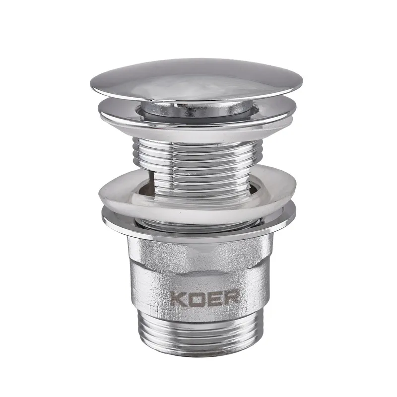 Донний клапан для раковини з переливом Koer PW-03-01 автоматичний (Click-Clack) (Колір хром) 1 1/4'' (KR3394), фото 1