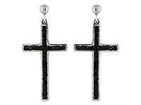 Серьги-пусеты «Крестики с черными кристаллами» из нержавеющей стали, родий, ТМ XUPING "Ax"