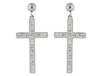 Серьги-пусеты «Крестики с кристаллами» из нержавеющей стали, родий, ТМ XUPING "Ax"