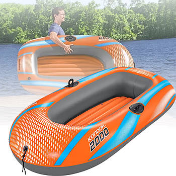 Надувний човен двокамерний до 120 кг Bestway 61140 Помаранчевий Надувний човен для відпочинку