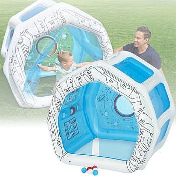 Дитячий надувний ігровий центр-будиночок з 6 м'ячами Bestway 52632 Космічна станція 125x105x117 см