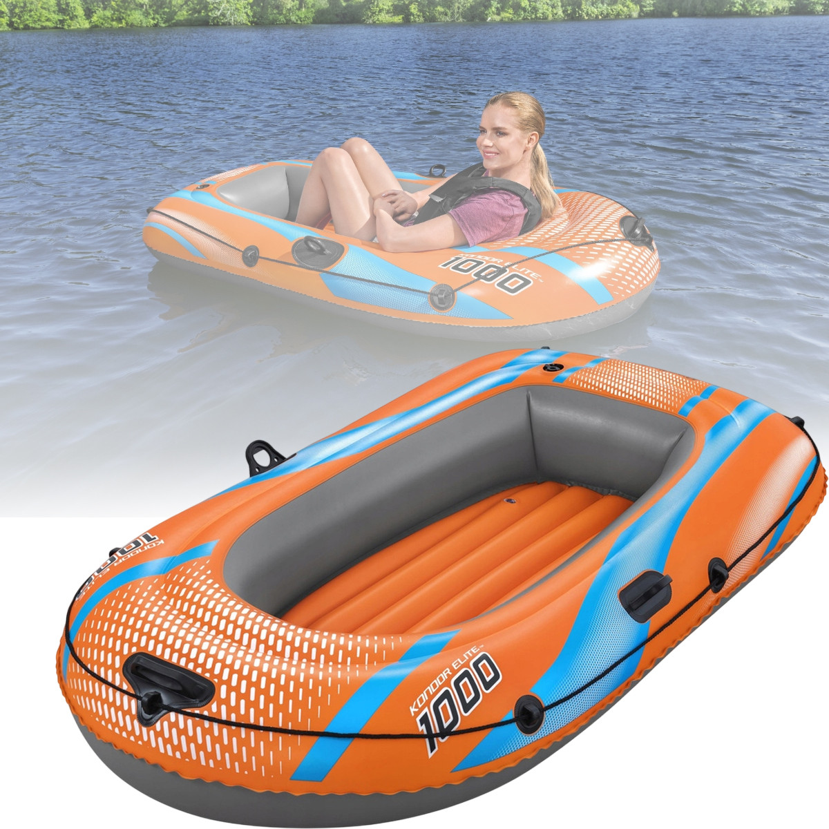 Надувний човен двокамерний до 80 кг. Bestway 61135 Kondor Elite 1000 Надувний човен для відпочинку, фото 1