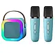 Дитячий набір Караоке WKSpaker Блакитний портативна Bluetooth колонка з 2 мікрофонами і RBG підсвіткою (K12-02), фото 5