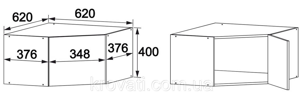 Тетріс антресоль кутова 620х620х400 Майстер Форм Дуб крафт сірий