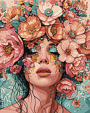 Картина за номерами 40x50 см Дівчина у квітах Ідейка KHO8440, 360162