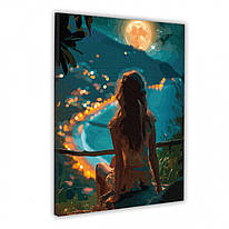 Картина за номерами з LED підсвіткою 40x50 см Дівчина і нічне місто Santi, 955088