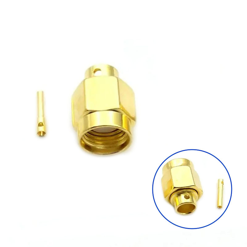 SMA-роз'єм під паяння Unitoptek RP-SMA-RG402, RP-SMA-male (Female Pin) для кабелю RG402 та подібних