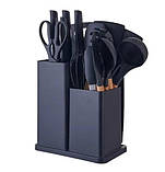 Набір поварешок і ножів Zepline ZP-107, 19 кухонних аксесуарів, чорний, фото 2