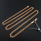 Тоненький срібний позолочений ланцюжок бісмарк. Цепочка срібло 925 з позолотою 585. Ширина 3,5 мм 50 см, фото 9