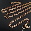 Тоненький срібний позолочений ланцюжок бісмарк. Цепочка срібло 925 з позолотою 585. Ширина 3,5 мм 45 см, фото 8