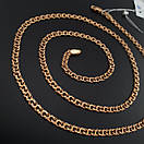 Тоненький срібний позолочений ланцюжок бісмарк. Цепочка срібло 925 з позолотою 585. Ширина 3,5 мм 45 см, фото 9