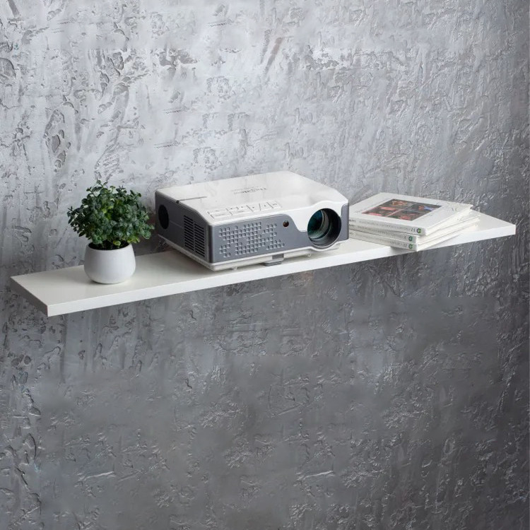 Полиця прихованого монтажу широка з ламінованого ДСП 28 мм завтовшки Настінні полиці для книг і квітів, фото 1