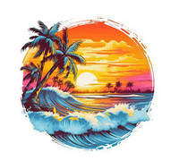 Термонаклейка модная для одежды Пляж