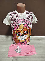 Дитячий костюм для дівчинки Туреччина Щенячий патруль Скай 4-10 років тфутболка+шорти рожева бавовна