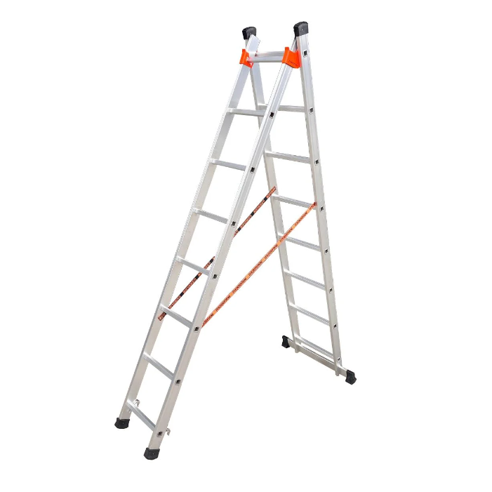 Алюмінієва драбина 3.62 м двосекційна 2х8 сходин, фото 1