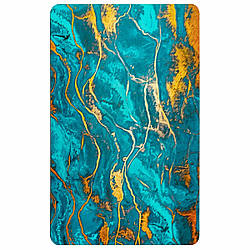 Діатомітовий вхідний килимок вологопоглинаючий Бірюзовий мармур із золотом 50х80смх3мм нековзний прогумований