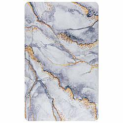 Придверний нековзний килимок вологопоглинаючий Сірий мармур із золотом 50х80смх3мм діатомітовий