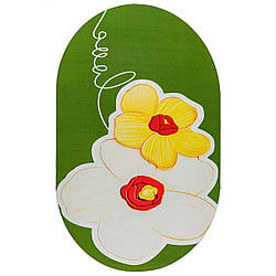 Діатомітовий вхідний килимок вологопоглинаючий Великі квіти на зеленому 50х80смх3мм у вітальню