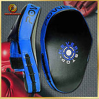 Лапи боксерські PowerPlay 3051 PU Чорно-Сині Тренувальні лапи для боксу, MMA, кікбоксингу пара