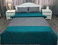 Постільна білизна Євро страйп сатин GREYGREEN-E двоспальний комплект розмір євро однотонний SS-1005