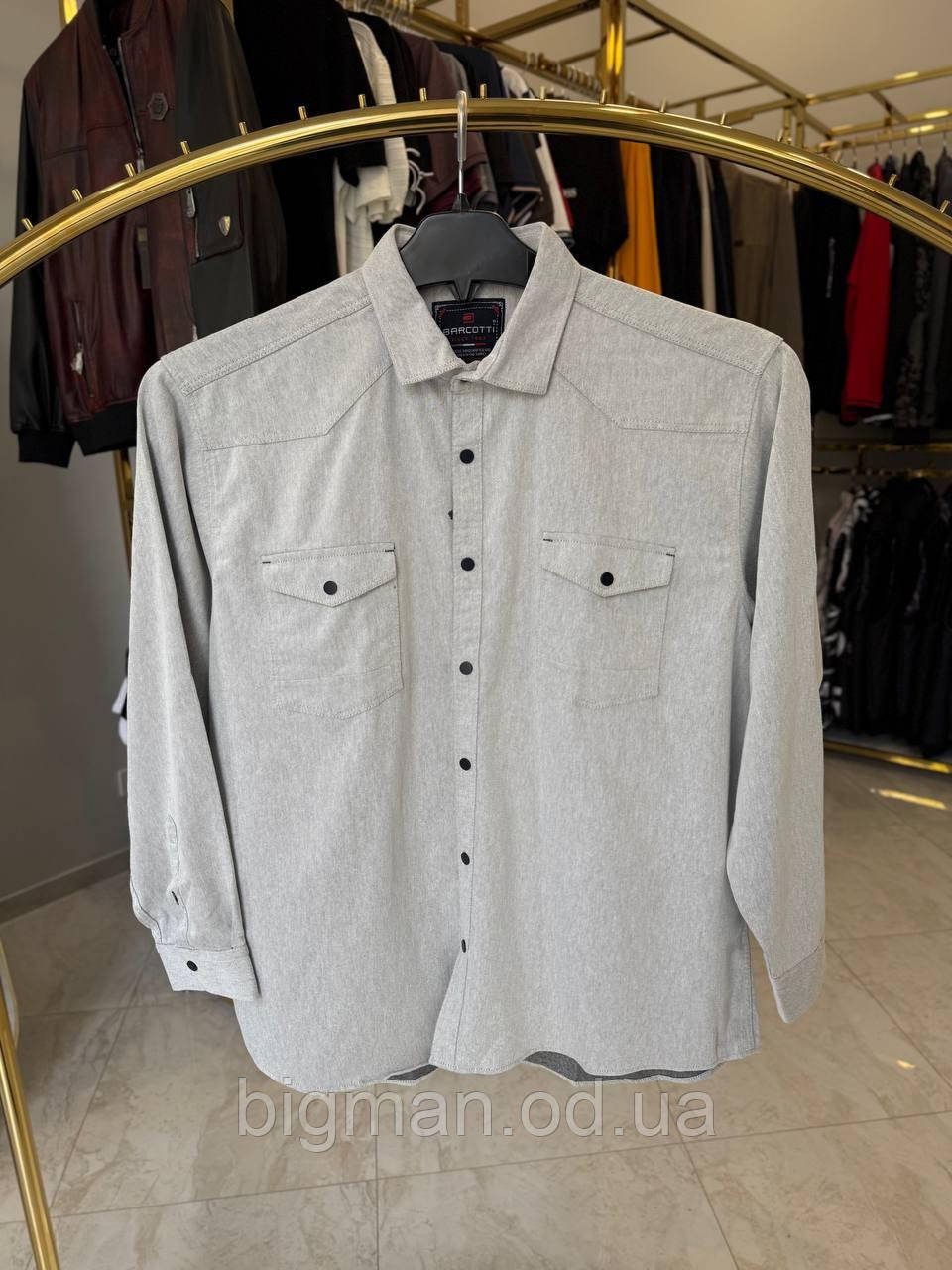 Чоловіча джинсова сорочка Barkotti 7198 (батал) 2-6XL сіра