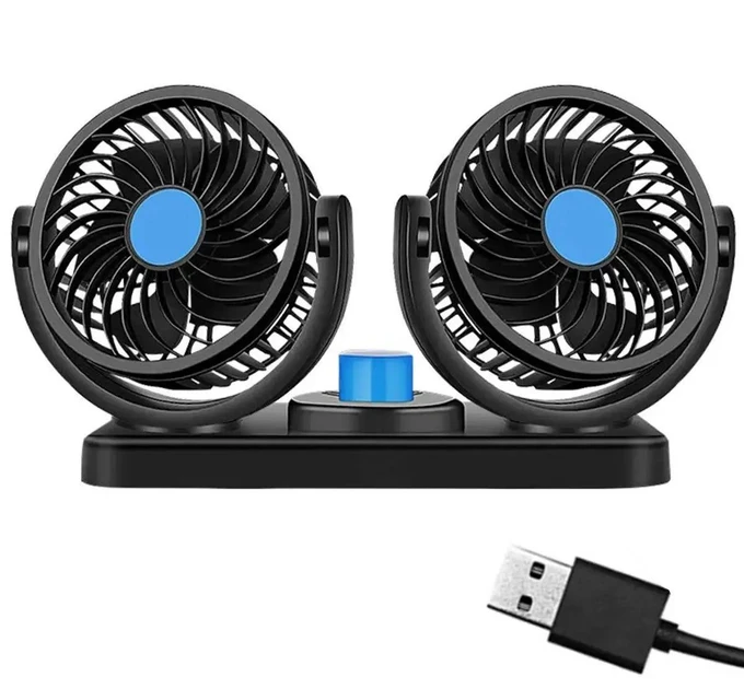 Подвійний вентилятор із регулюванням потужності від USB DOUBLE-HEADED VEHICLE FAN CZ-212 iC227