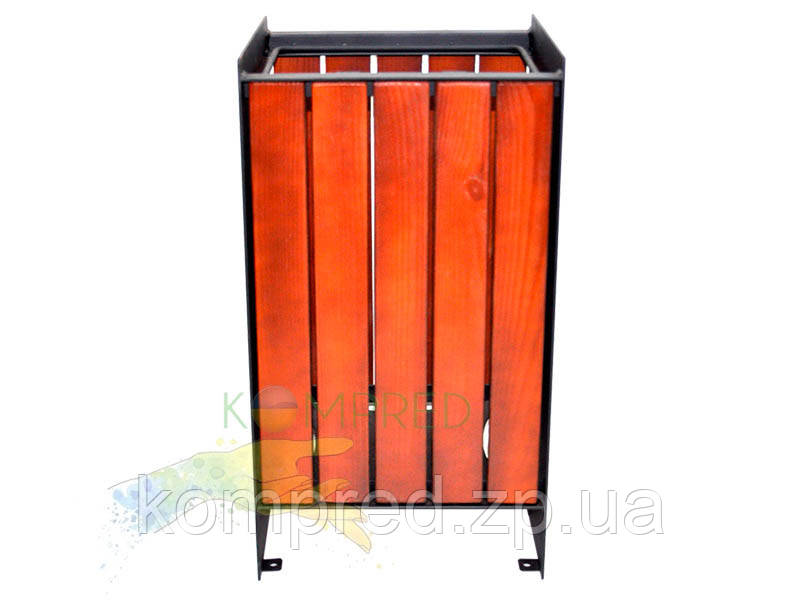 Урна металева паркова на 36 л 350х300х600 мм чорна/тік TOWN Kompred OL759, фото 1