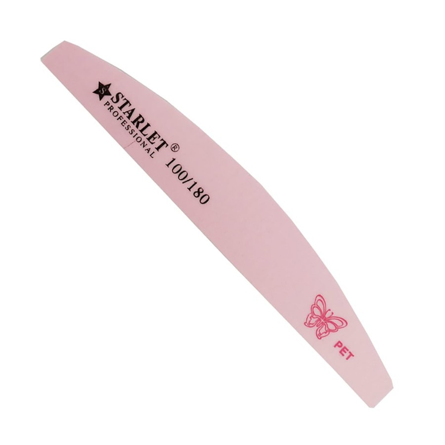 Пилка-дуга для нігтів tarlet Professional (PET) Pink 100/180, 25 шт/уп.