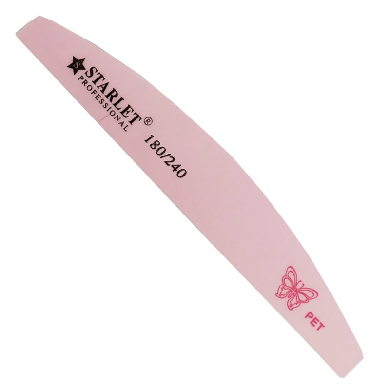 Пилка-дуга для нігтів tarlet Professional (PET) Pink 180/240, 25 шт/уп.
