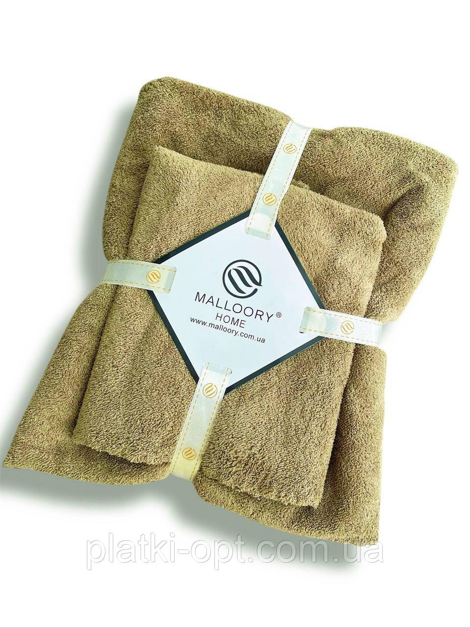 Комплект рушників однотонний баня+лице (мікрофібра) оливковий